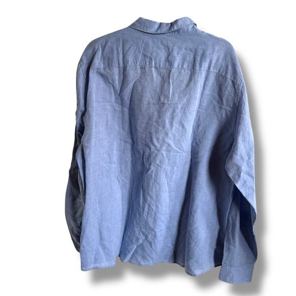 Perry Ellis Blue Casual Button Down Shirt Linen Blend Long Sleeve Mens 2XL - Picture 3 of 6